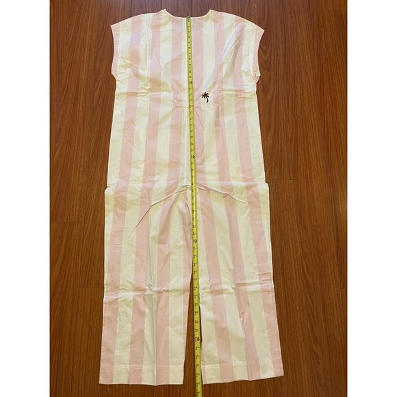 New Womens Madewell Coverall Button Jumpsuit Pink White Striped Size L - Picture 10 of 12